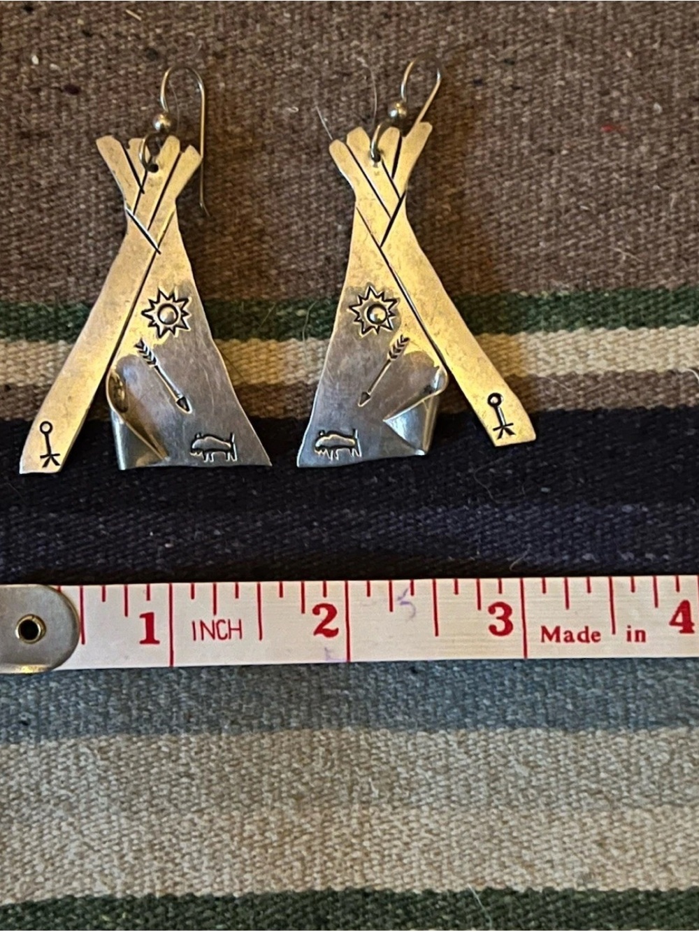 Joan Slifka vintage Sterling 925 Teepee Dangle Earrings